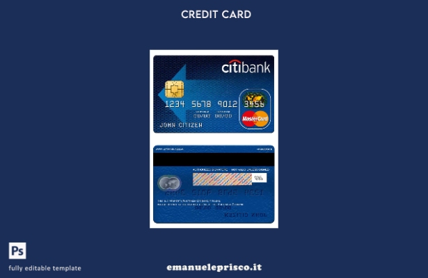 modello di mastercard Citibank Australia in stile verificato
